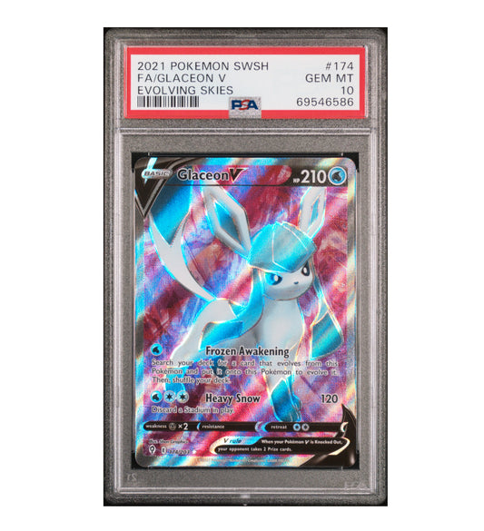 PSA 10 Glaceon V (Full Art) - SWSH07: Evolving Skies
