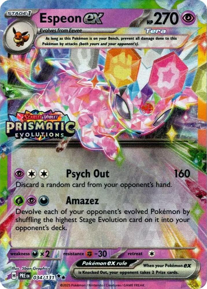 Espeon ex - 034/131 (Prismatic Evolutions Stamp) - Miscellaneous Cards & Products