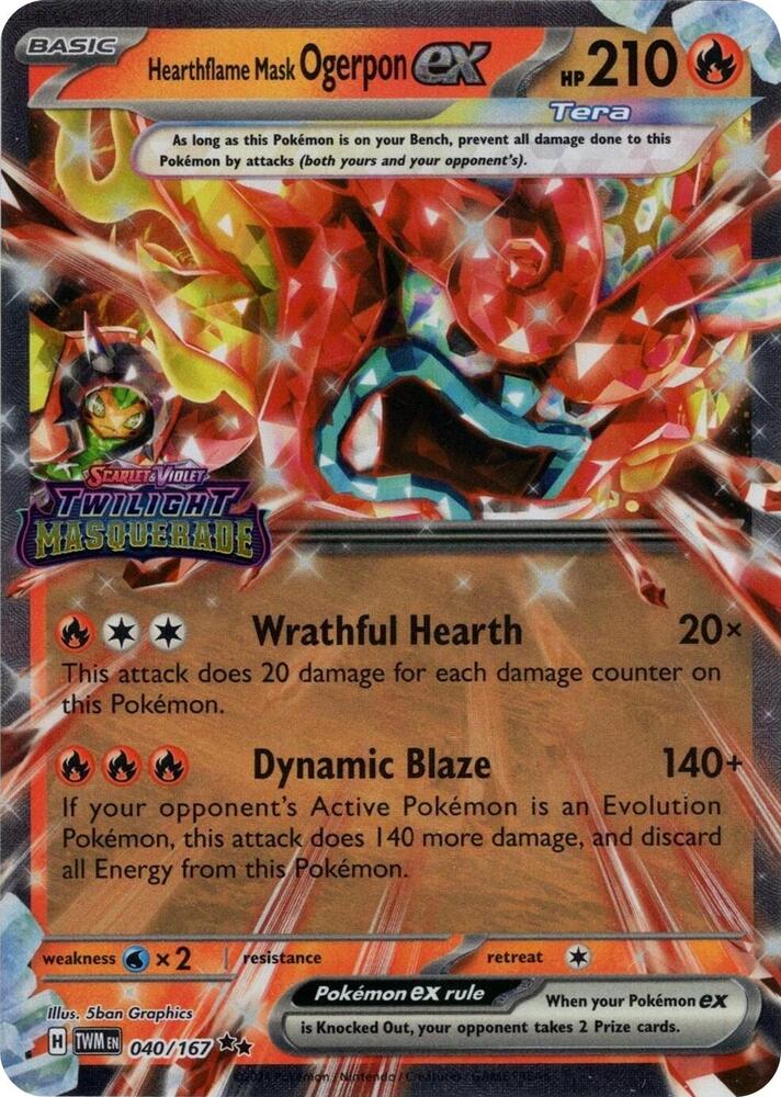 Hearthflame Mask Ogerpon ex (Twilight Masquerade Stamp) - Miscellaneous Cards & Products