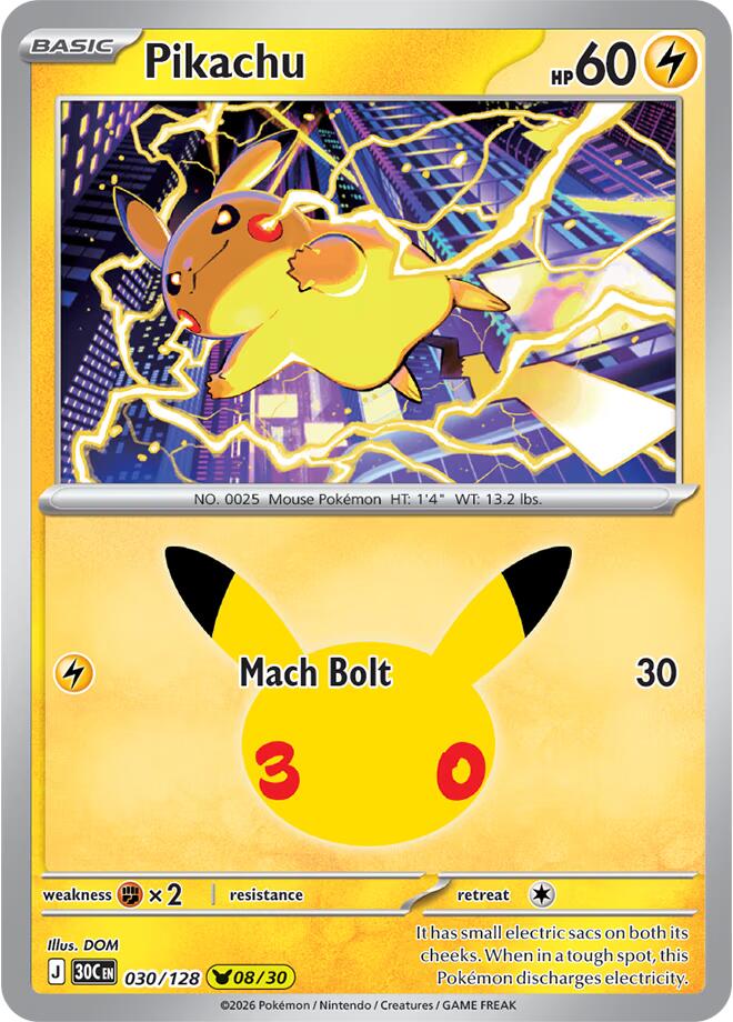 Pikachu - 030/128 - ME: 30th Celebration